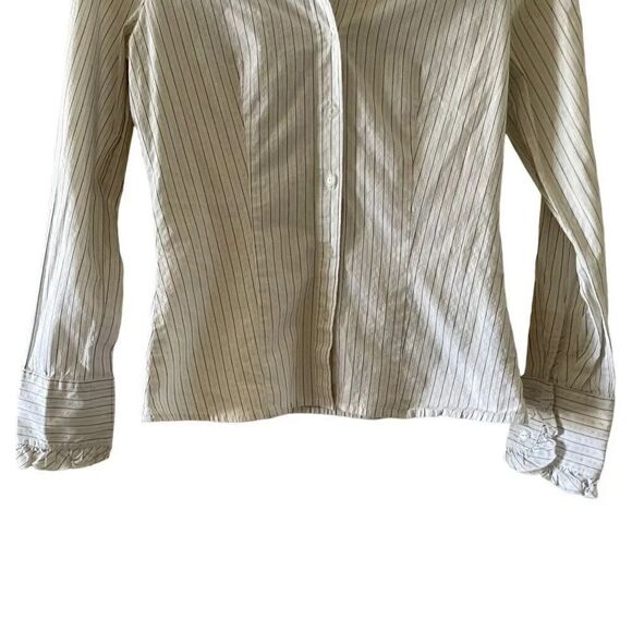 BCX Button Down White Black Long Sleeves Stretch Office Career Casual M # 1349 - Picture 5 of 14